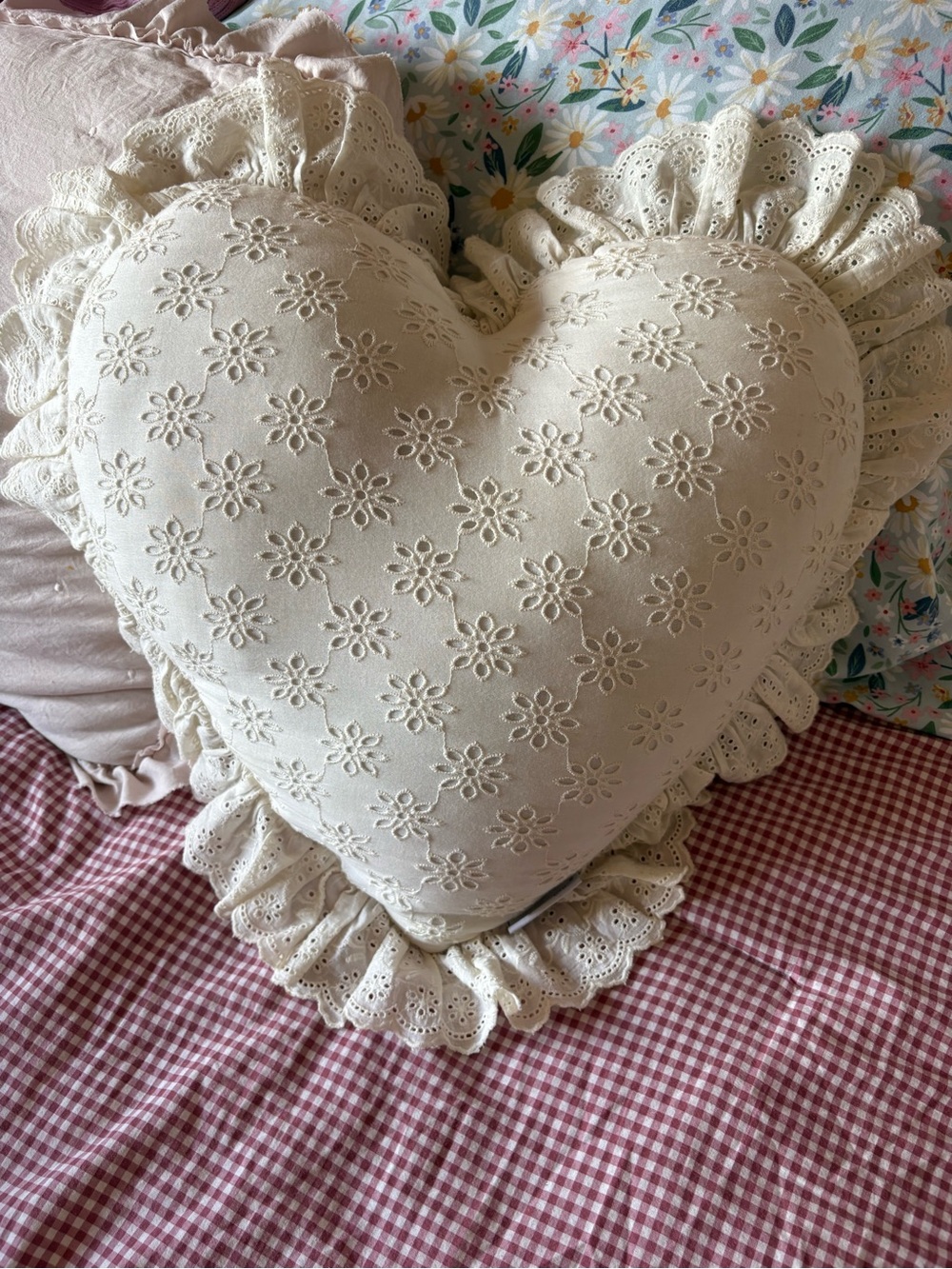 Shabby Chic Cream Eyelet Lace Decorative Pillow